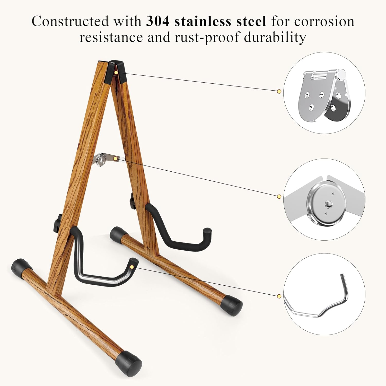 DIDA Guitar Stand, Wooden A-Frame Stands for Acoustic Guitar, Violin, Ukulele, Electric Guitar, Bass, and Cello with Non-Slip Padding for Home and Travel (Zebra Wood, E-Guitar&Bass)