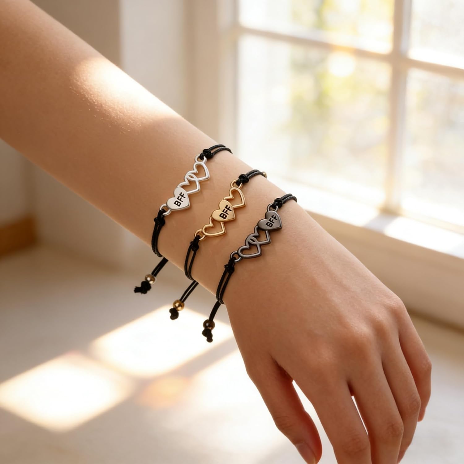 Mother Daughter Bracelet Hollow Stainless Steel Letter Heart Bracelet Matching Cutout Heart Wish Bracelets Back to School Gifts for Mom