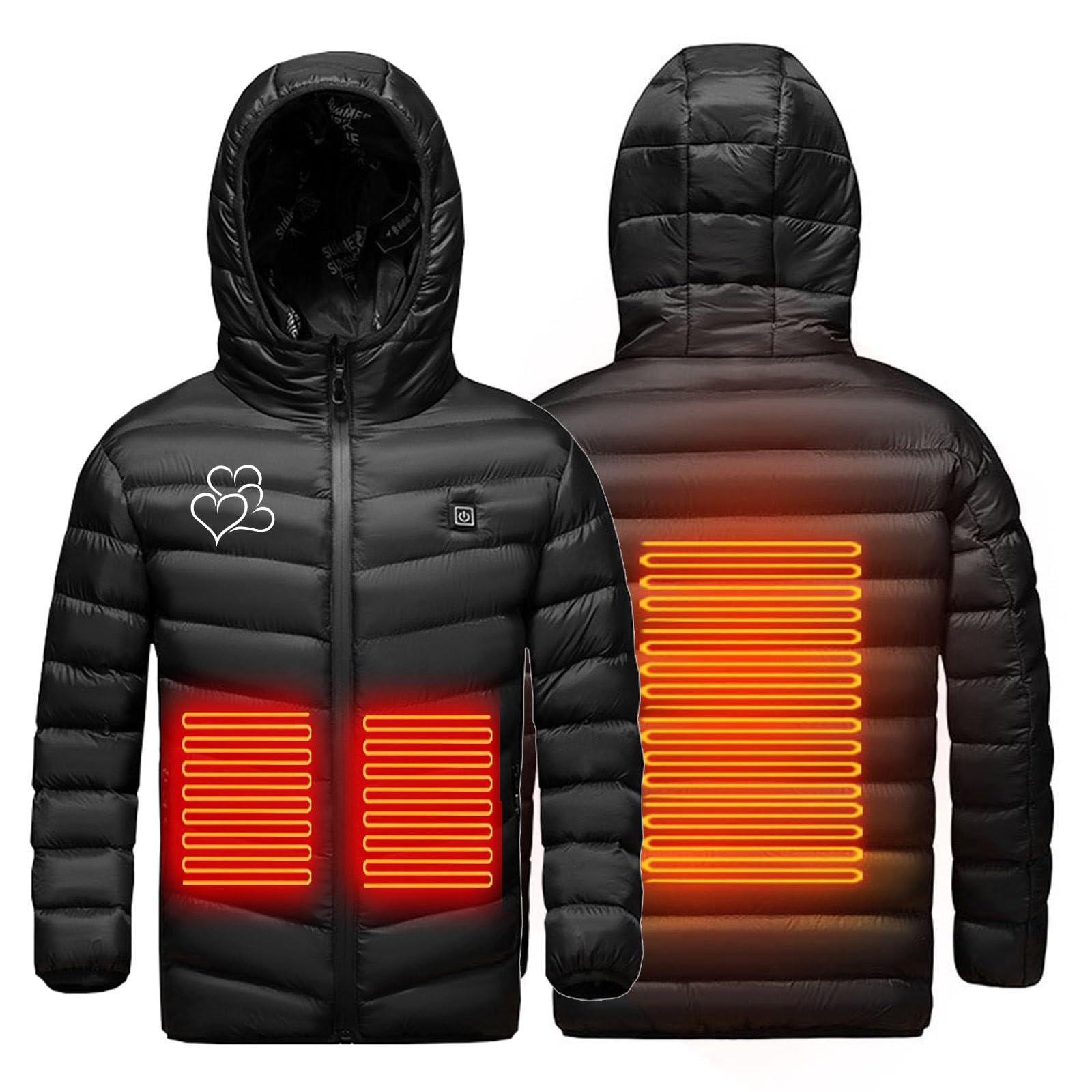 2024 Manteau Doudoune Chauffant Enfants Veste Chauffant Electrique Garçons Filles USB avec 3 Zones de Chauffage Manches Longues Veste Chauffante Doudoune imprimé Vêtements Chauffants Lavable