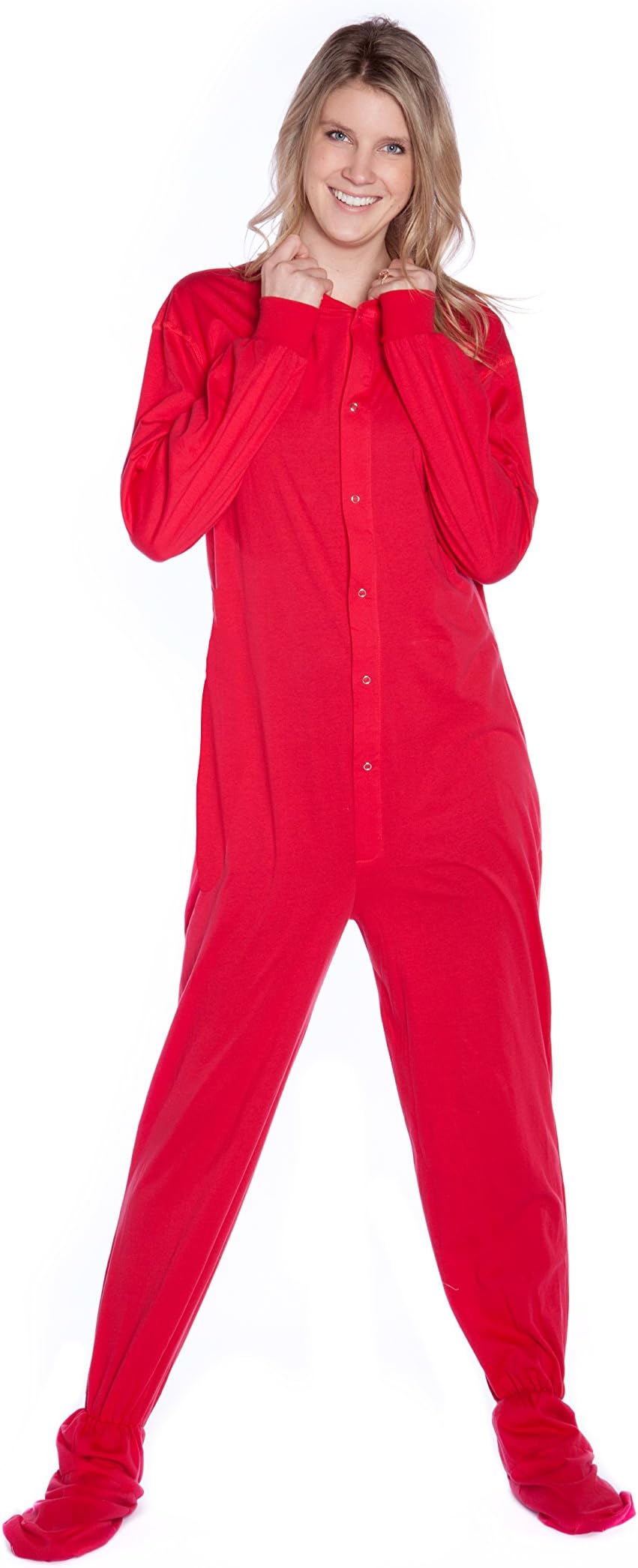 BIG FEET PAJAMA CO. Adult Footed Onesie Pajama - Matching Pajamas For Men & Women, Cotton Knit Union Suit With Feet