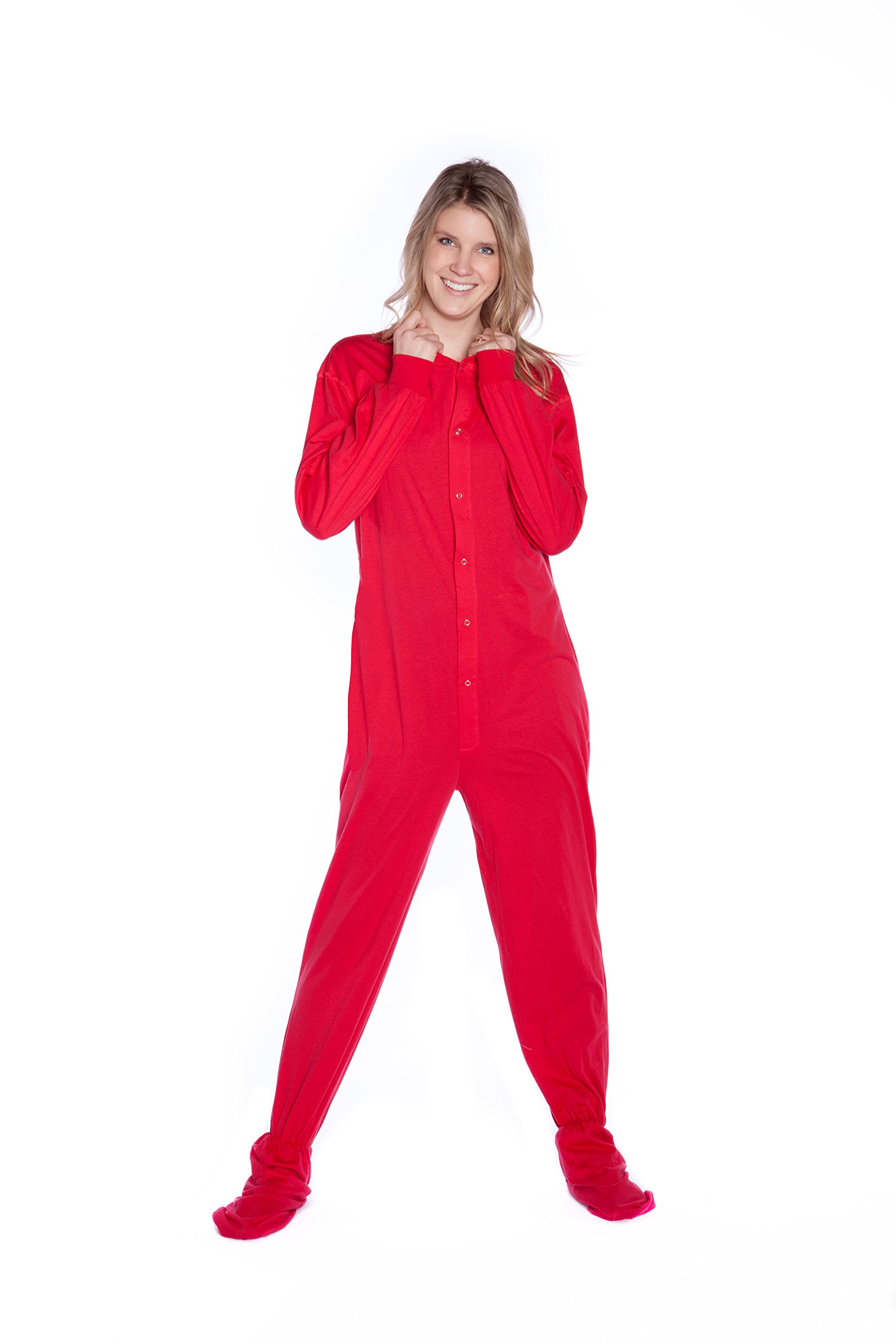 One Piece Cotton Knit Adult Men's & Women's Footed Onesie Pajama