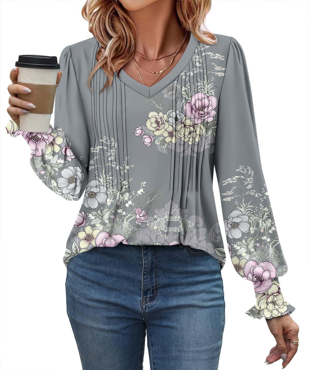 ROSELINLIN Womens Long Sleeve Tunic Tops Fall Blouse Shirts - Image 2
