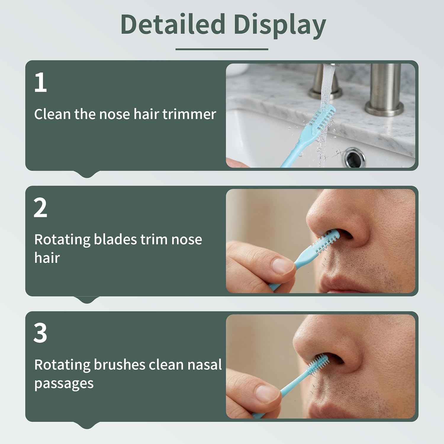 MoHern Nose Hair Trimmer for Men, 5 Pcs 2 in 1 Stainless Steel Blade