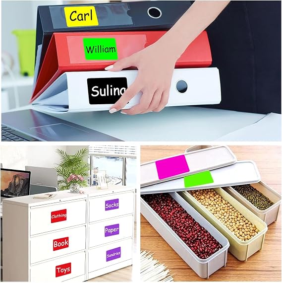 Well Tile 2 x 3 Black Rectangle Color Coding Labels - Square Color-Code Stickers Permanent Adhesive, Write-On Surface - 250 Labels/per Roll