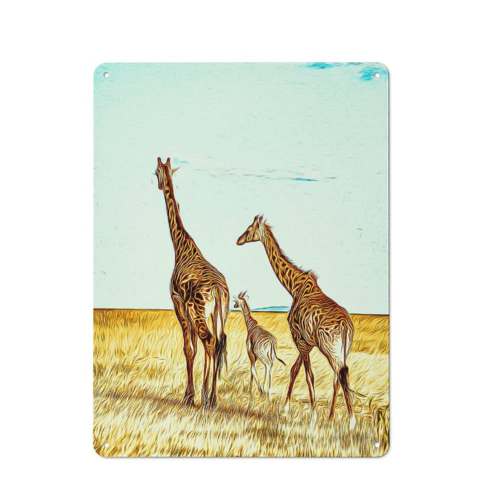 Junmoney Style-20 Metal Wall Sign 40X30cm Featuring Giraffe For Hallway Wall, For Hallway Decor Lovers, For Retro Home Interiors
