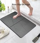 Stone Mat de bain, Diatomée Terre Mat de baignoire avec séchage rapide, pliable Quick Dry Tapis de bain en diatomite pour salle de bains, antidérapant, facile à nettoyer, 60cm x 40cm (Gris)