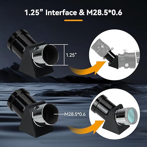 Miniatura 6 de SVBONY Espejo diagonal SV221 de 1.25 pulgadas, diagonal de prisma de imagen correcta de 45 grados que proporciona vistas nítidas que son del lado