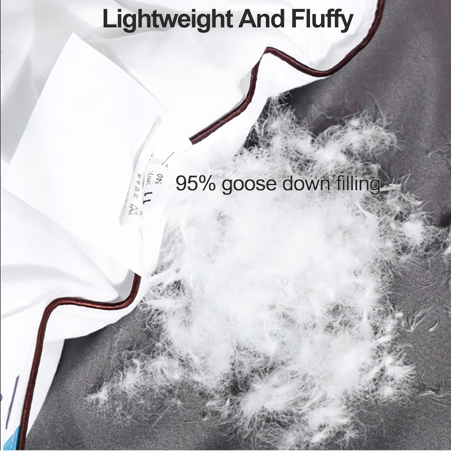 All Season Goose Feather Down Comforter, Fluffy Down Comforter King Size Quilt Ultra-Soft Warm Bed Comforter, Luxury Soft Hotel Comforter Quilted Duvet Insert with Corner Tabs(C,86x94 in(3kg))