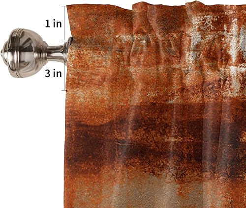 Miniatura 5 de Cenefa de cortina para decoración de ventana de cocina, pintura al óleo retro geométrica naranja caramelo arte abstracto 54 x 18 pulgadas, cortinas