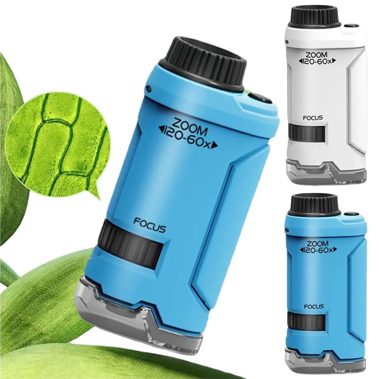 Microscopio Portátil De 2 Piezas 60x-120x con Luz LED Mano