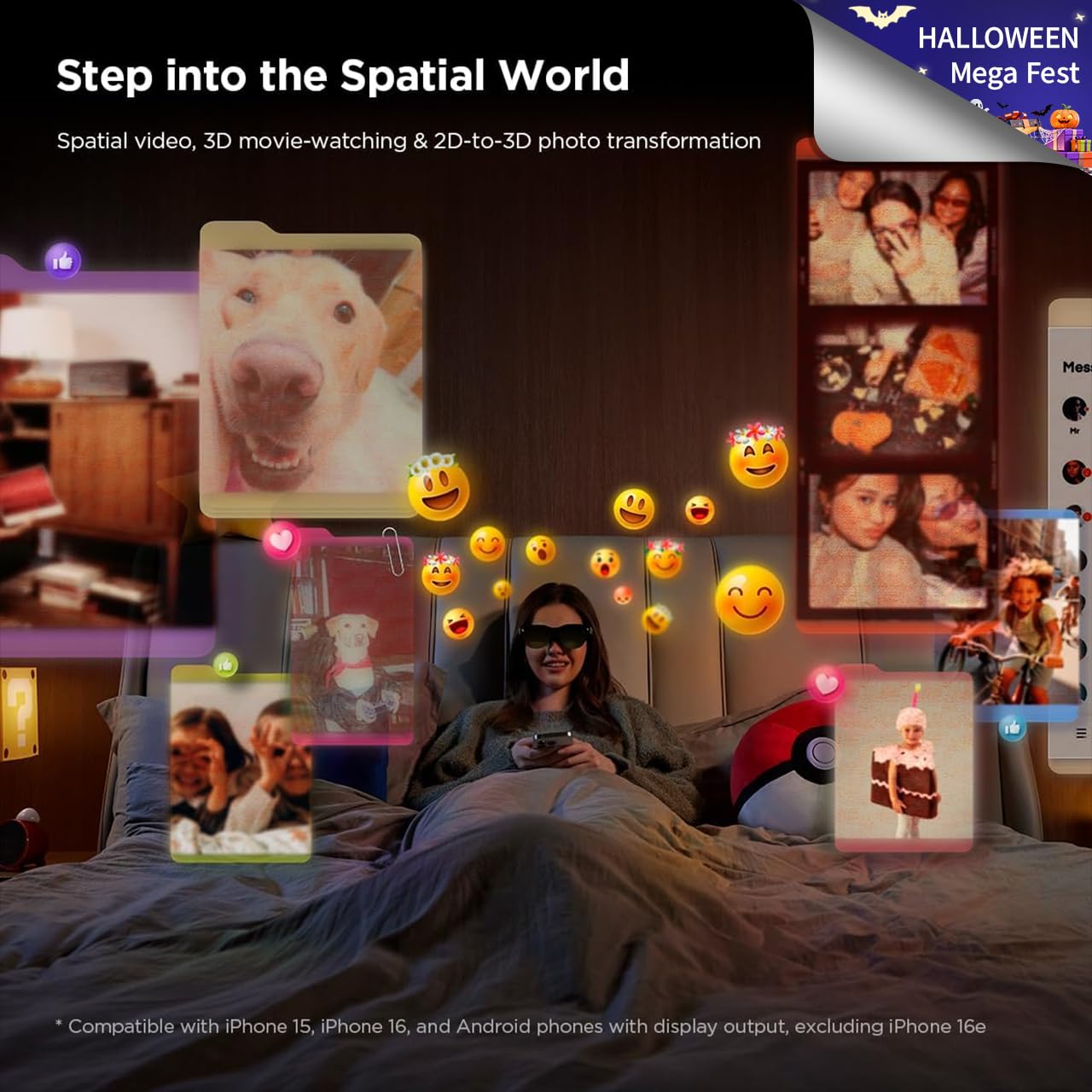 RayNeo Air 3s AR/XR Glasses, 201" 120Hz FHD HueView Display, Portable AR Video Eyewear Gaming Glasses for iPhone 16/15, Android, Mac, Switch, PS5, Steam Deck - Next-Gen Wearable Theater