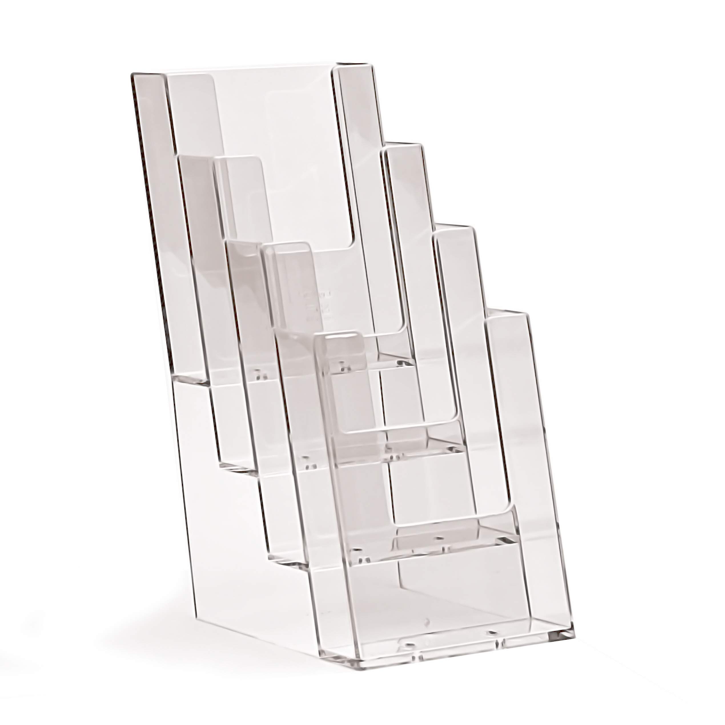 taymar 4C110 Brochure Stands, Flyer Holder, DIN Long (10.5 × 21 cm) with 4 Levels, Transparent