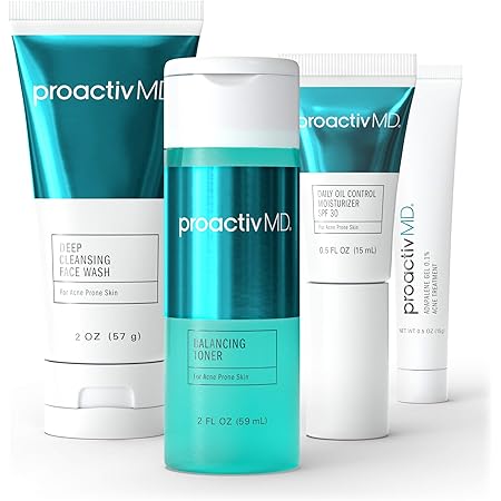 ProactivMD Adapalene Gel Acne Kit - Complete Retinol Moisturizer and Toner Combo Kit with Deep Cleansing and Exfoliating Acne Face Wash, Balancing Toner, Daily Oil Control with SPF 30