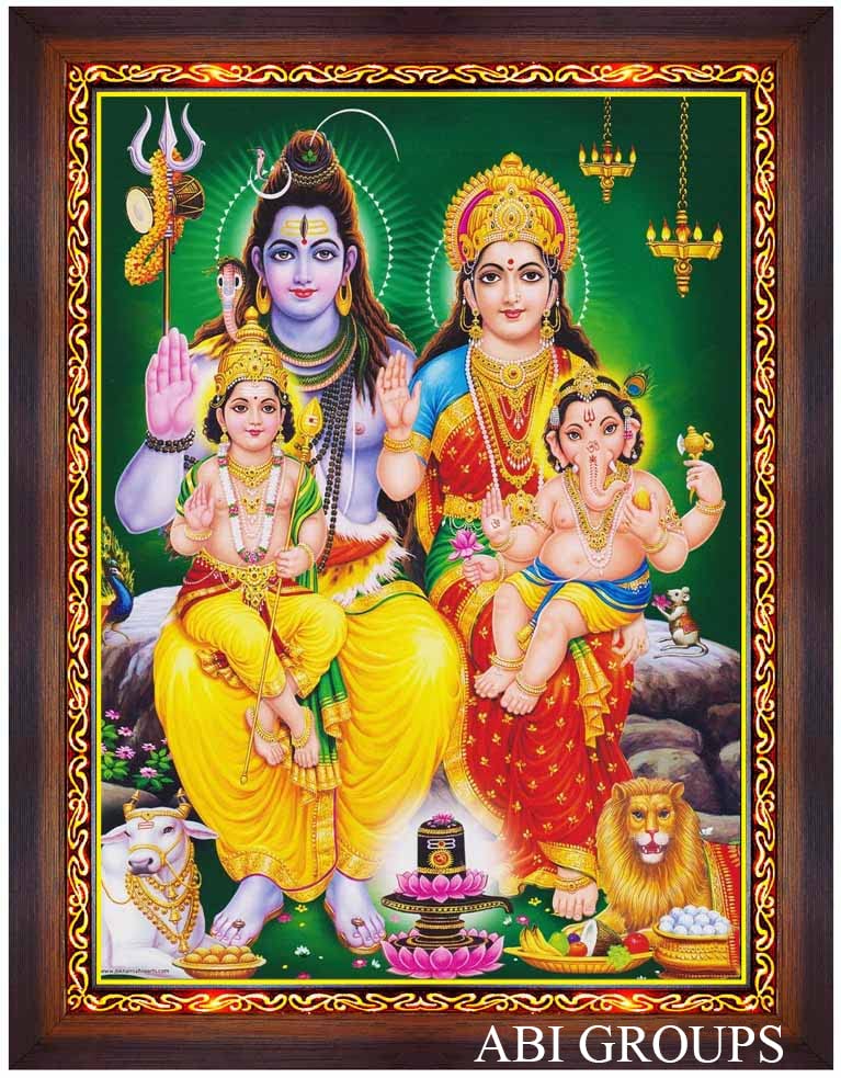 Abi Goups shivan paarvathi family Matte Finish wooden photo frame(13 * 10 inches,multicolor) wall hangings home decor hindu gods cheapest vintage antique handmade