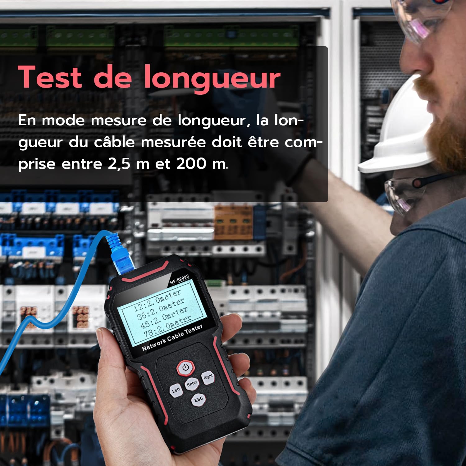 Mcbazel Testeur de Câble Réseau Avancé, Test de Réseau PoE, Sertissage de Connecteurs, Détection de Points de Rupture, Détecteur de Lignes Compatible CAT5/CAT6
