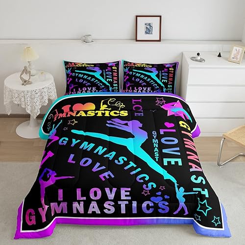 Miniatura 7 de Juego de ropa de cama de ballet para niñas pequeñas, juego de edredón con patrón de bailarina de ballet, edredón de plumón de gimnasia para niños,