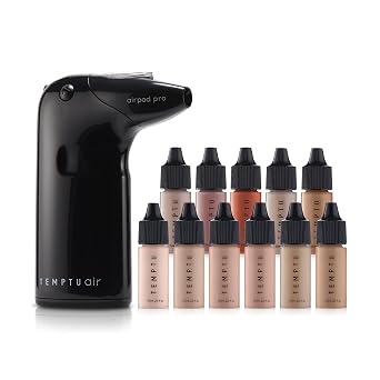 TEMPTU Air Flawless Complexion Airbrush Kit Cordless Pro Airbrush System Refillable Pro Makeup Cartridges Includes Primer, Blush, Highlighter & Perfect Canvas Foundation Set