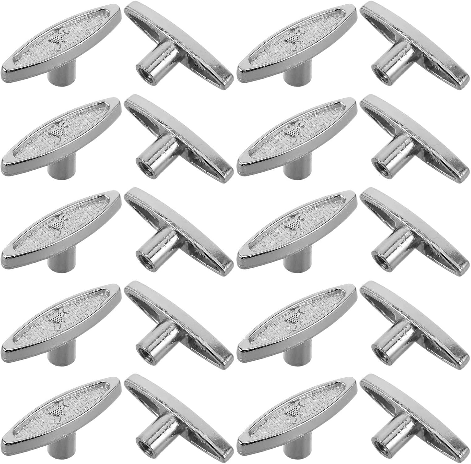 ERINGOGO T Bar Winding Key Ergonomic Silver for Music Box Zinc Alloy 20pcs | Compact T-shaped Handle, Wear-resistant Build, Comfortable Grip for Studio Use and Relocation