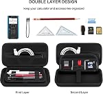 BOVKE Graphing Calculator Carrying Case for Texas Instruments TI-Nspire CX II CAS/CX II/CX/CX CAS Calculator and More - Mesh Pocket for USB Cables and Other School Supplies, Black + Inside Black
