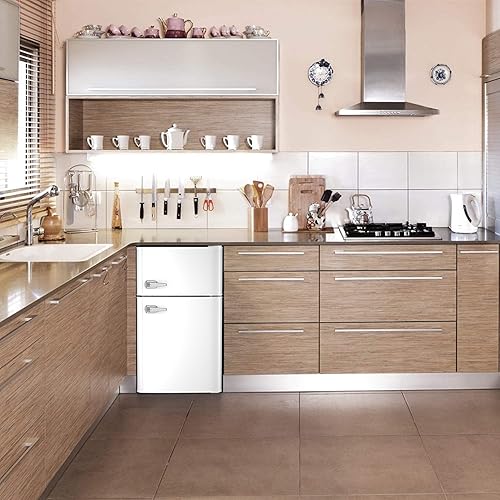 Miniatura 6 de Antarctic Star - Mini refrigerador compacto para congelador, pequeño refrigerador doble de 2 puertas ajustable con estantes de acero inoxidable