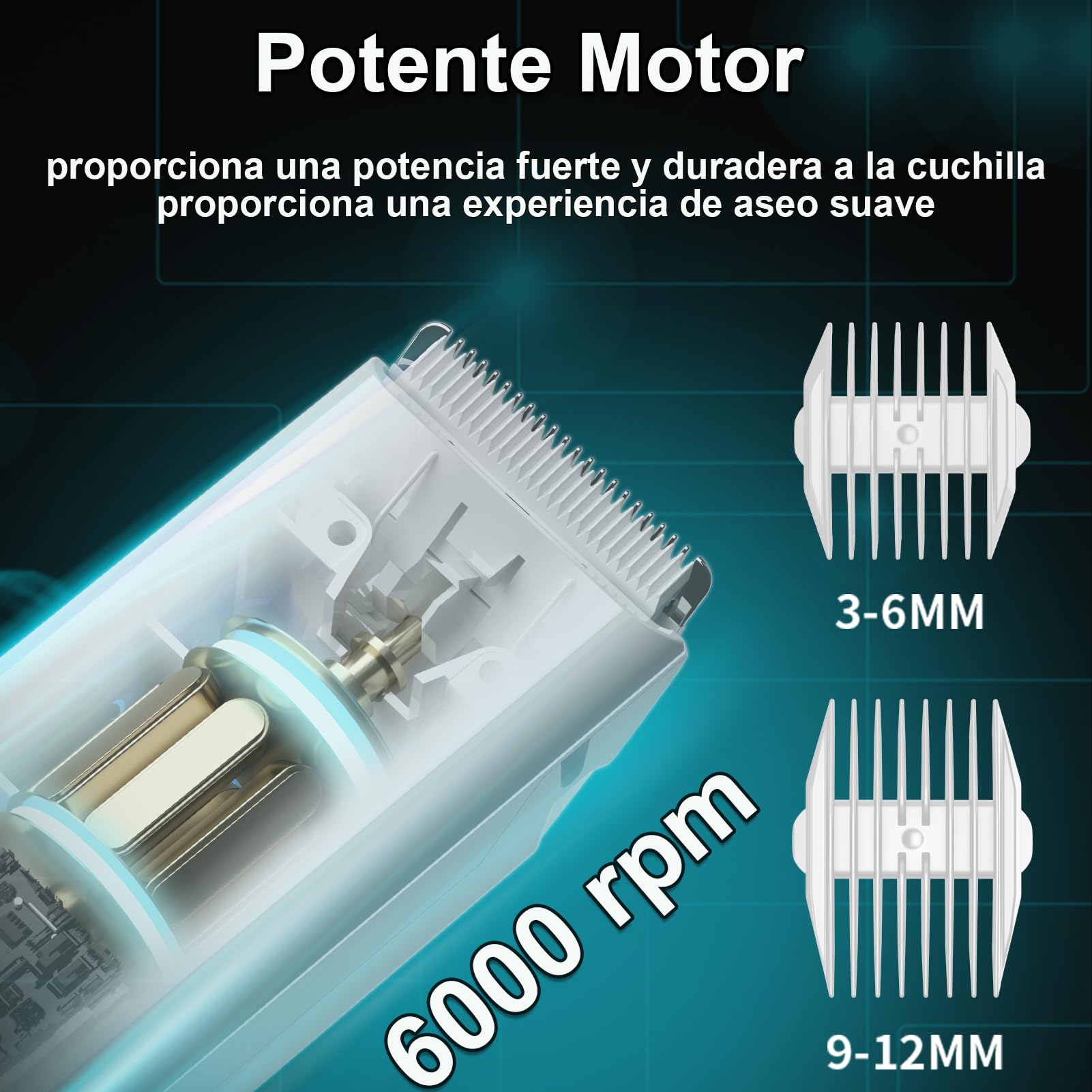Maquina Cortar Pelo Perros Profesional Cortapelo Gato Silencioso con Cuchilla de Cerámica, Maquina Mascotas Eléctrico, IPX7 Impermeable (Negro)