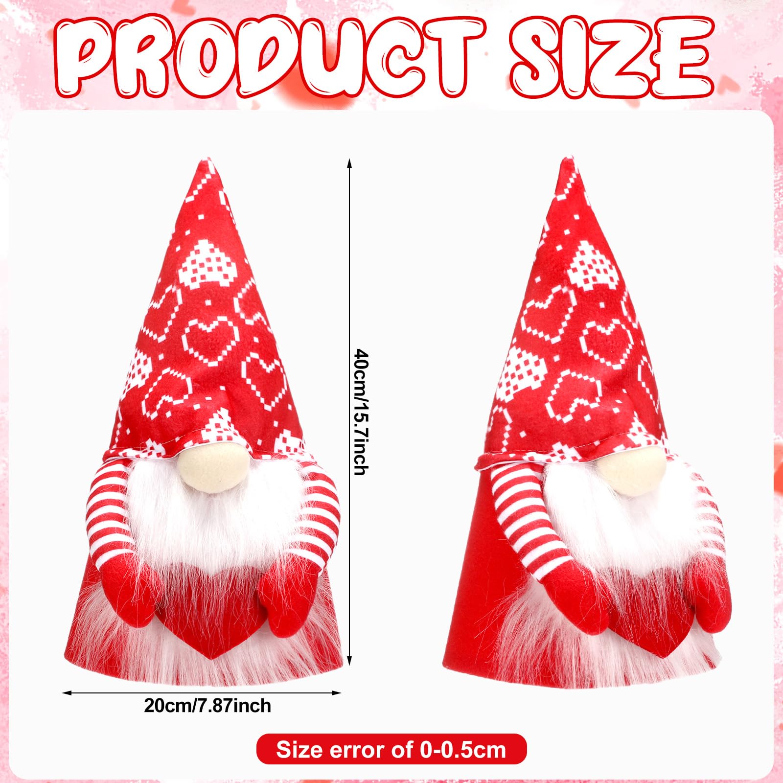 MiniInflat Decoración de árbol de gnomo para el día de San Valentín con sombrero superior, adorno de árbol Tomte, adorno de árbol de Navidad para el día de San Valentín, boda, vacaciones, fiesta,