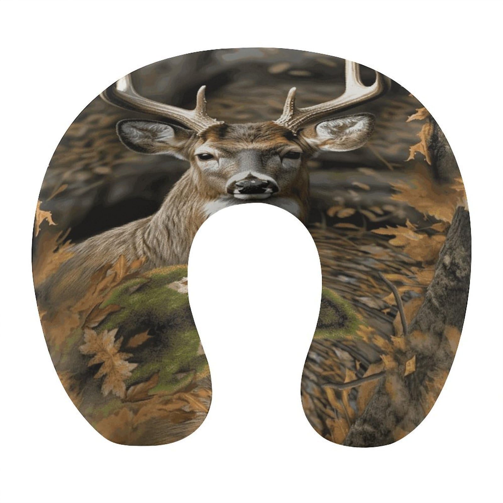 VstaDank Camouflage Deer Neck Pillow Soft Comfortable Travel U Shaped Pillows Portable Pillows for Shoulder Memory Foam Head Support Pillow for Airplane Car Home Office