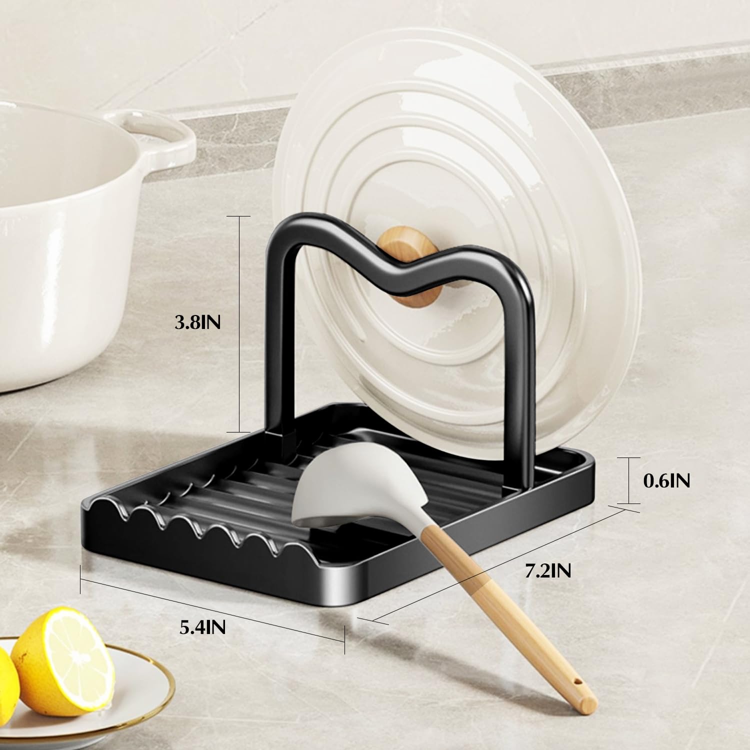 Ysks'hf Soporte para cuchara y tapa de olla, acero inoxidable, soporte para utensilios de cocina, soporte para raspador y soporte para ollas, soporte para cuchara para estufa, soporte para utensilios