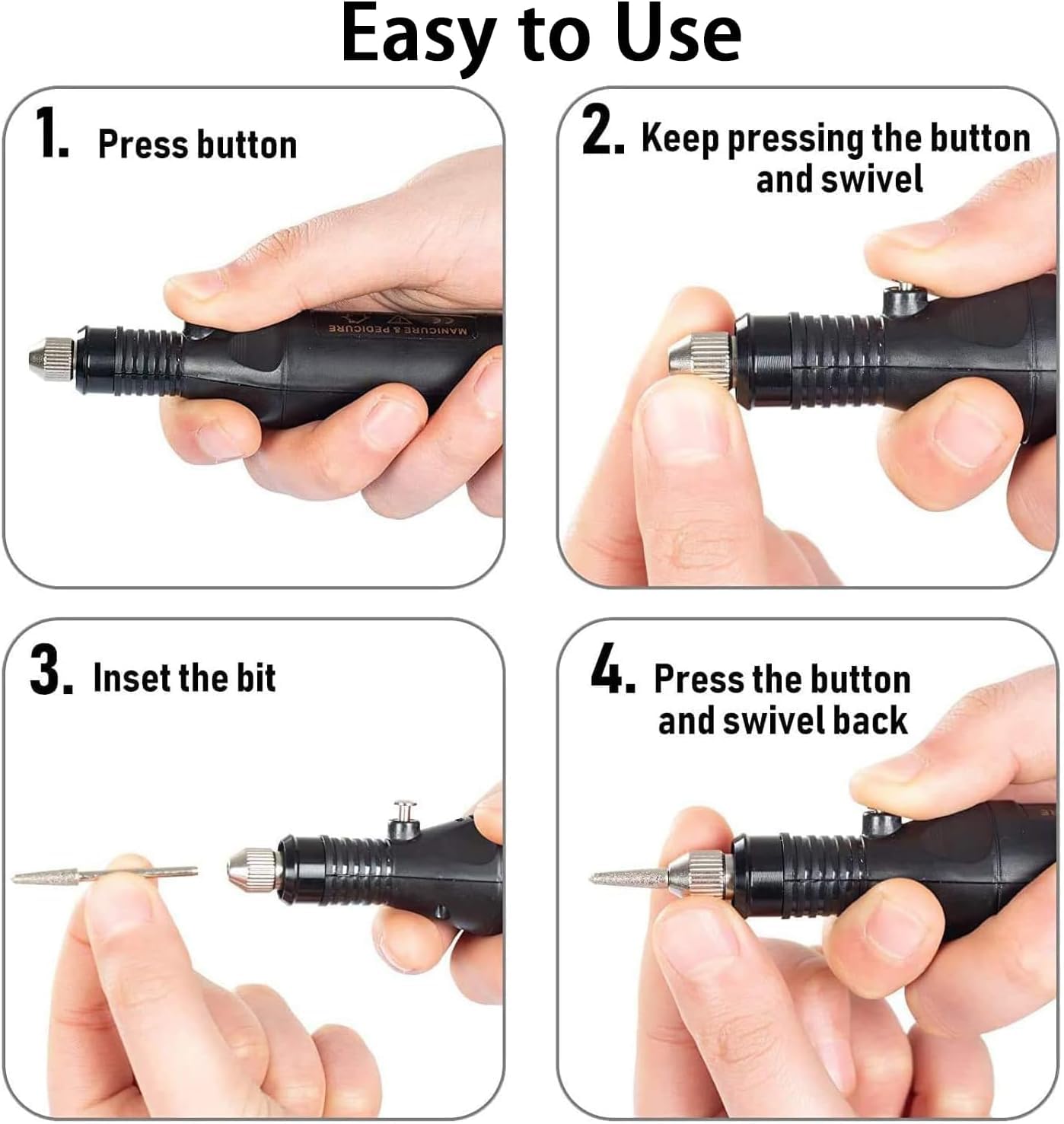 Electric Nail File, Nail Drill Machine for Gel Nails Adjustable Speed - Image 4