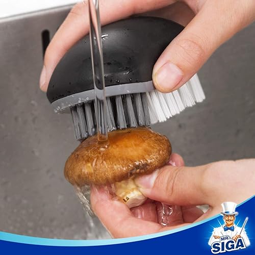 Miniatura 3 de MR.SIGA Cepillo de limpieza de frutas y verduras con agarre cómodo antideslizante, paquete de 2, color negro