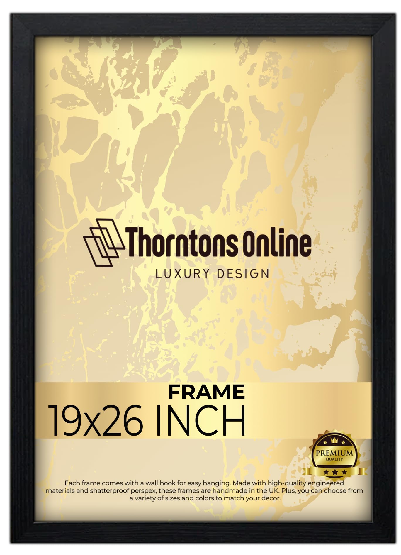 19x26 Inch Poster Picture Frame Black (48.26x66.03) |Acrylic front| |mdf backing with both ways hanging hooks|Ideal for Artwork and Decor