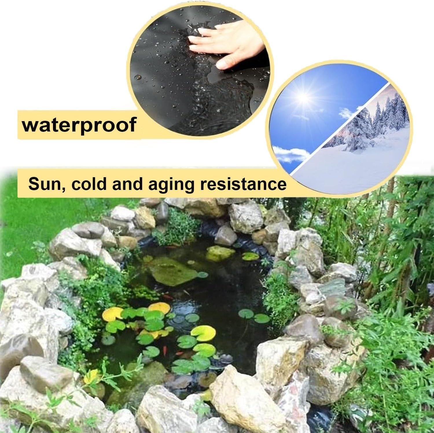 Rivestimento per laghetto in EPDM, 1 x 6 m, copertura per laghetto da giardino, aiuole, serre e piante acquatiche, resistente e impermeabile