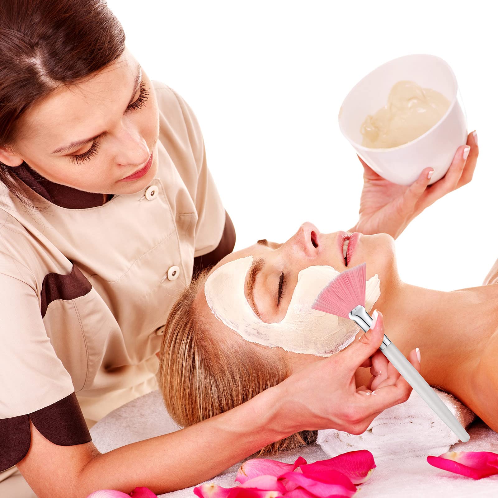 60 pennelli per il trucco del viso morbidi pennelli per il viso cosmetici applicatore strumenti con manico comodo per evidenziatore, maschere per blush, ombretto, crema di fango, rosa