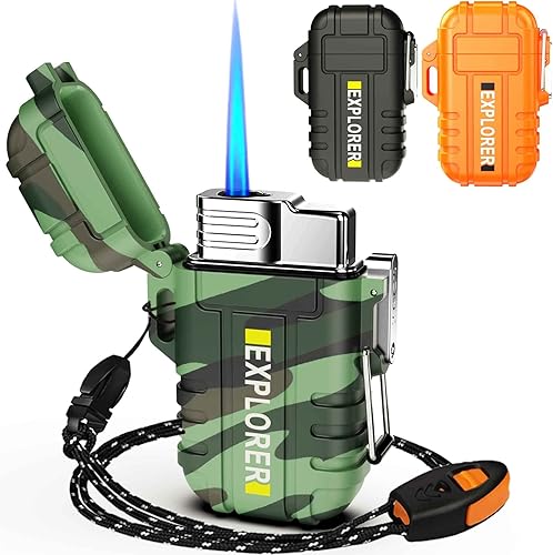 Encendedor de antorcha, encendedor de butano recargable, encendedor de gas al aire libre a prueba de viento, encendedores de llama de chorro