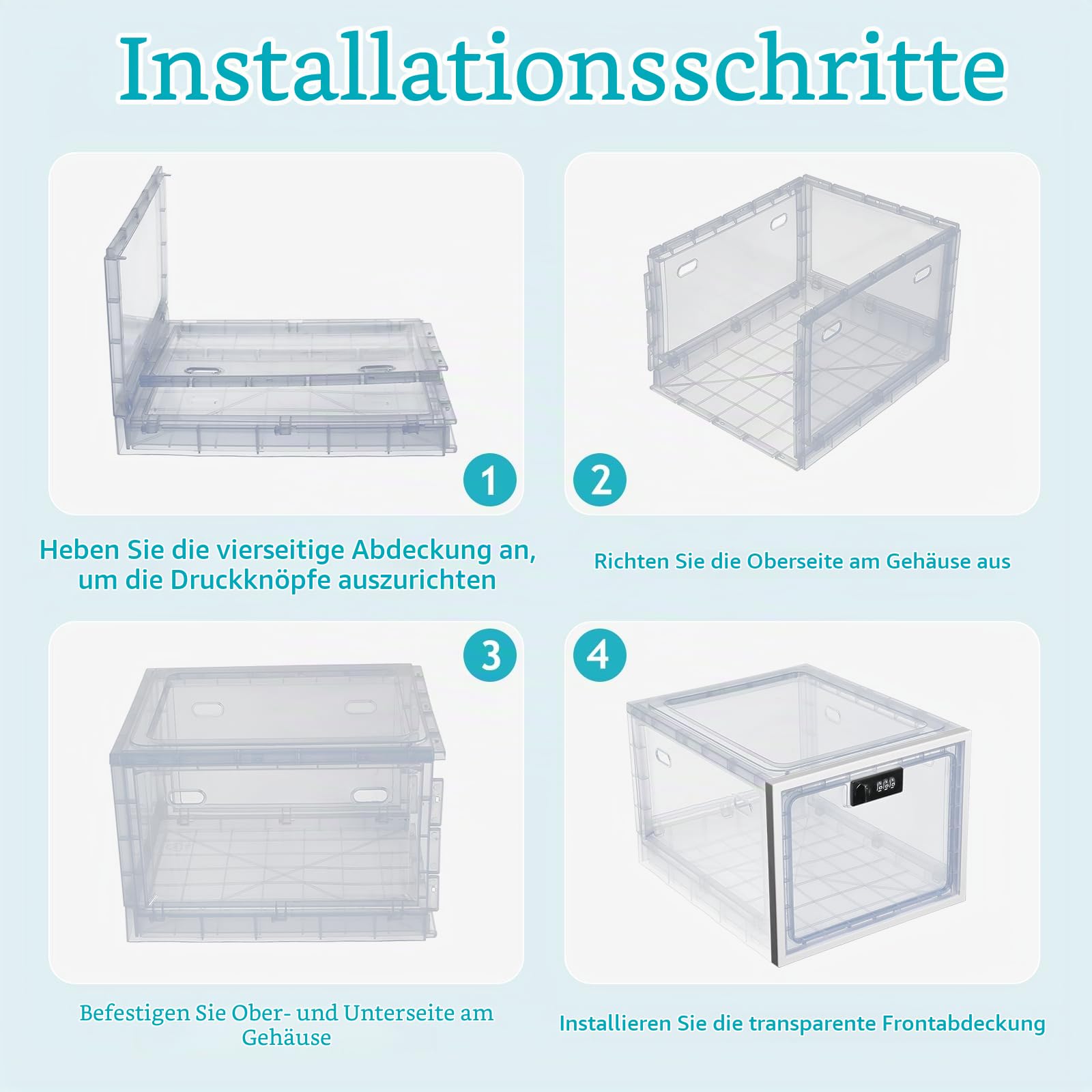 Gekufa Abschließbare Box 2 Stück, Medikamenten Aufbewahrungbox Abschließbar | Große Transparente Kiste mit Zahlenschloss für Medizin, Snack und Handy Gefängnis, Aufbewahrungsbox Abschliessbare (Weiß)