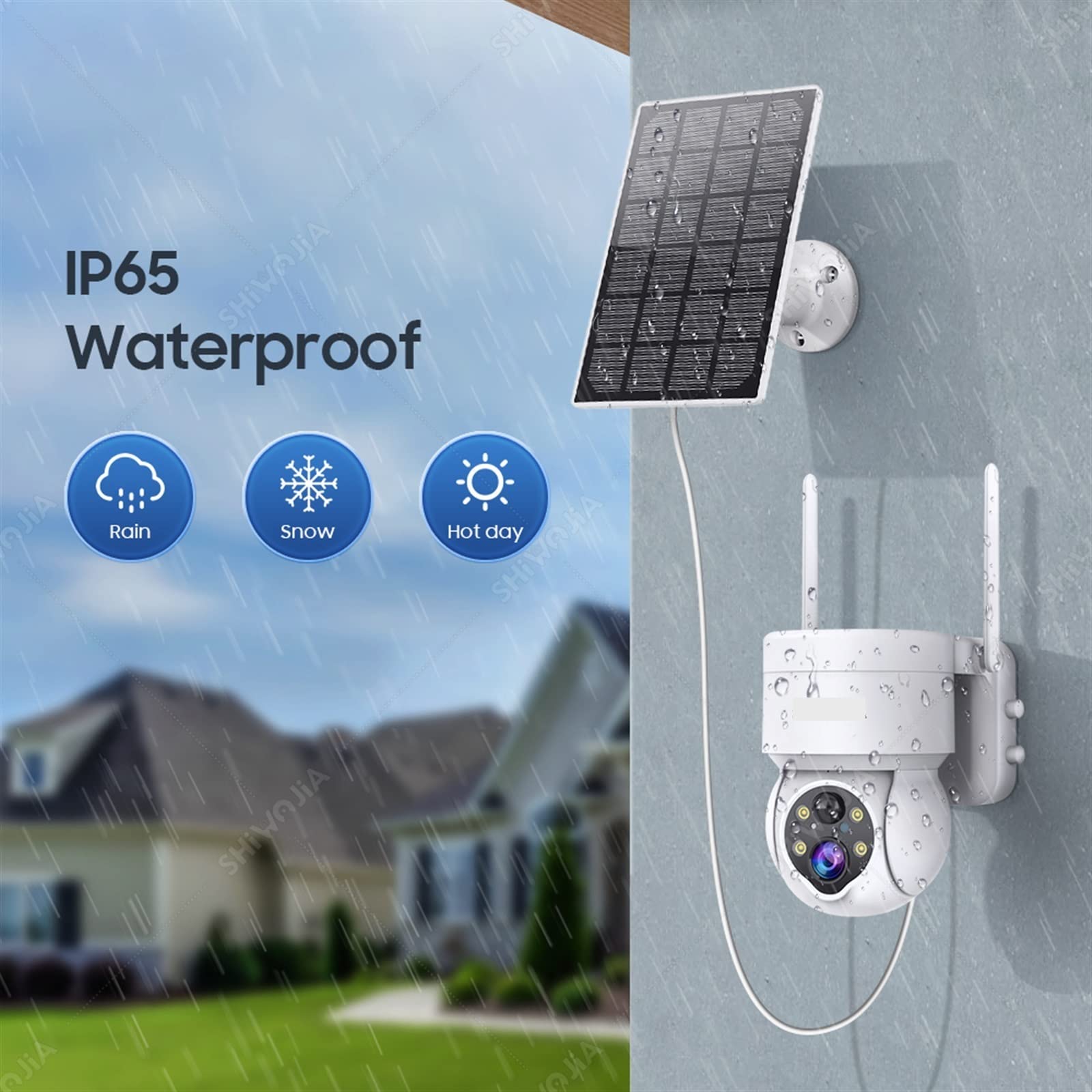 Telecamera Solare PTZ Wireless Esterna 3MP Sicurezza Sorveglianza del Pannello Audio bidirezionale PIR Rileva CCTV(3MP WiFi Camera)
