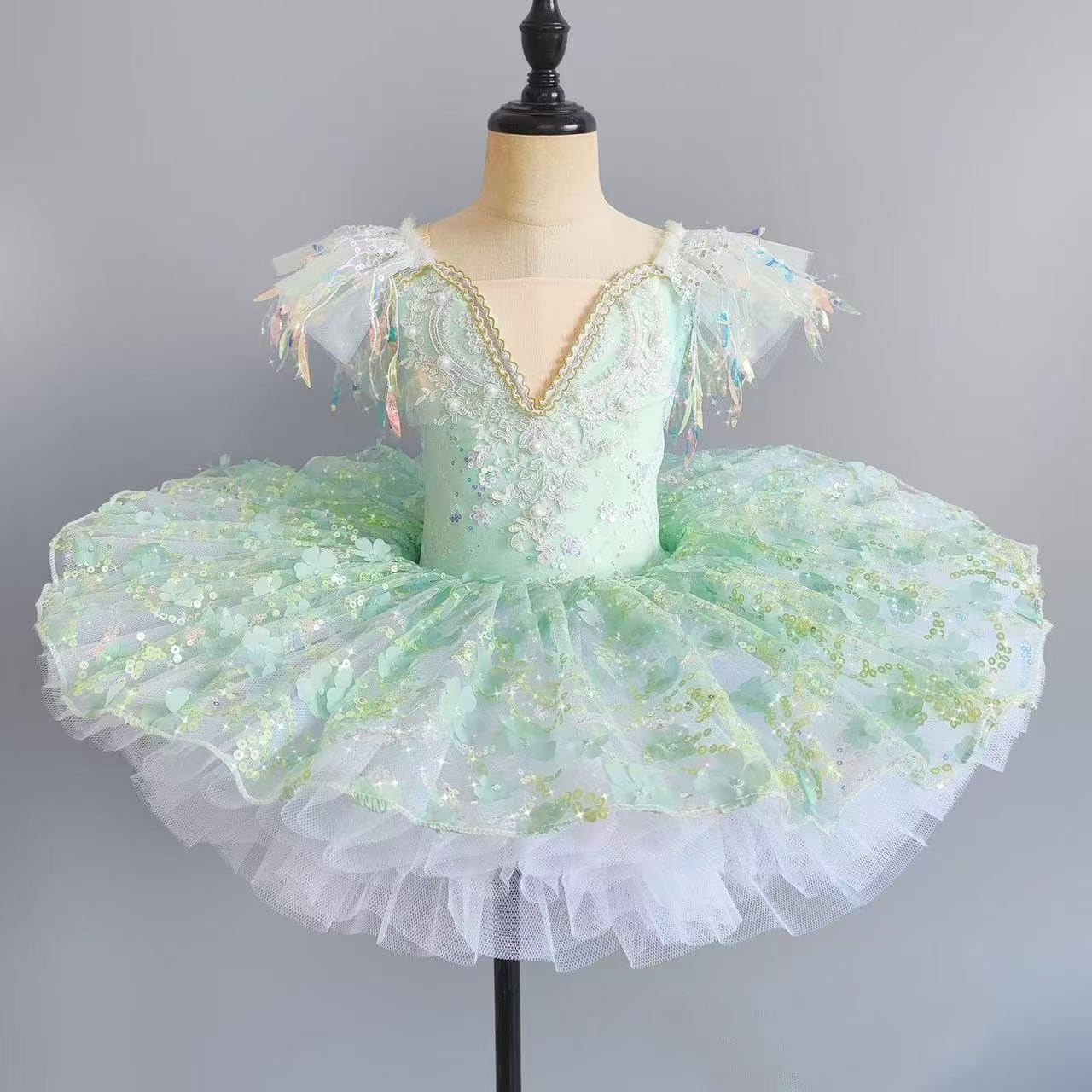 Vestido de tutú de ballet, falda fluida, parte superior, fiesta, baile, princesa, elegante, suave, cómodo, brillante, mangas de campana