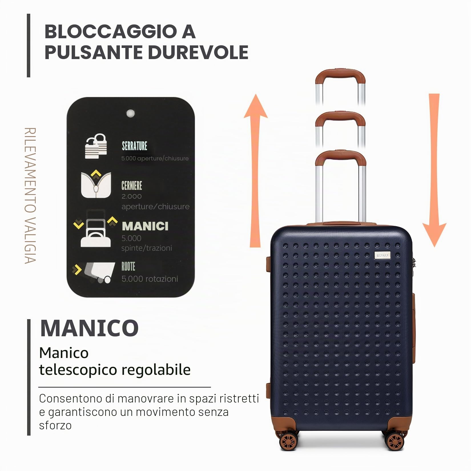 KONO Trolley Grande 76cm Valigia Rigida Grande Leggero con TSA Lucchetto e 4 Ruote Girevoli,Blu