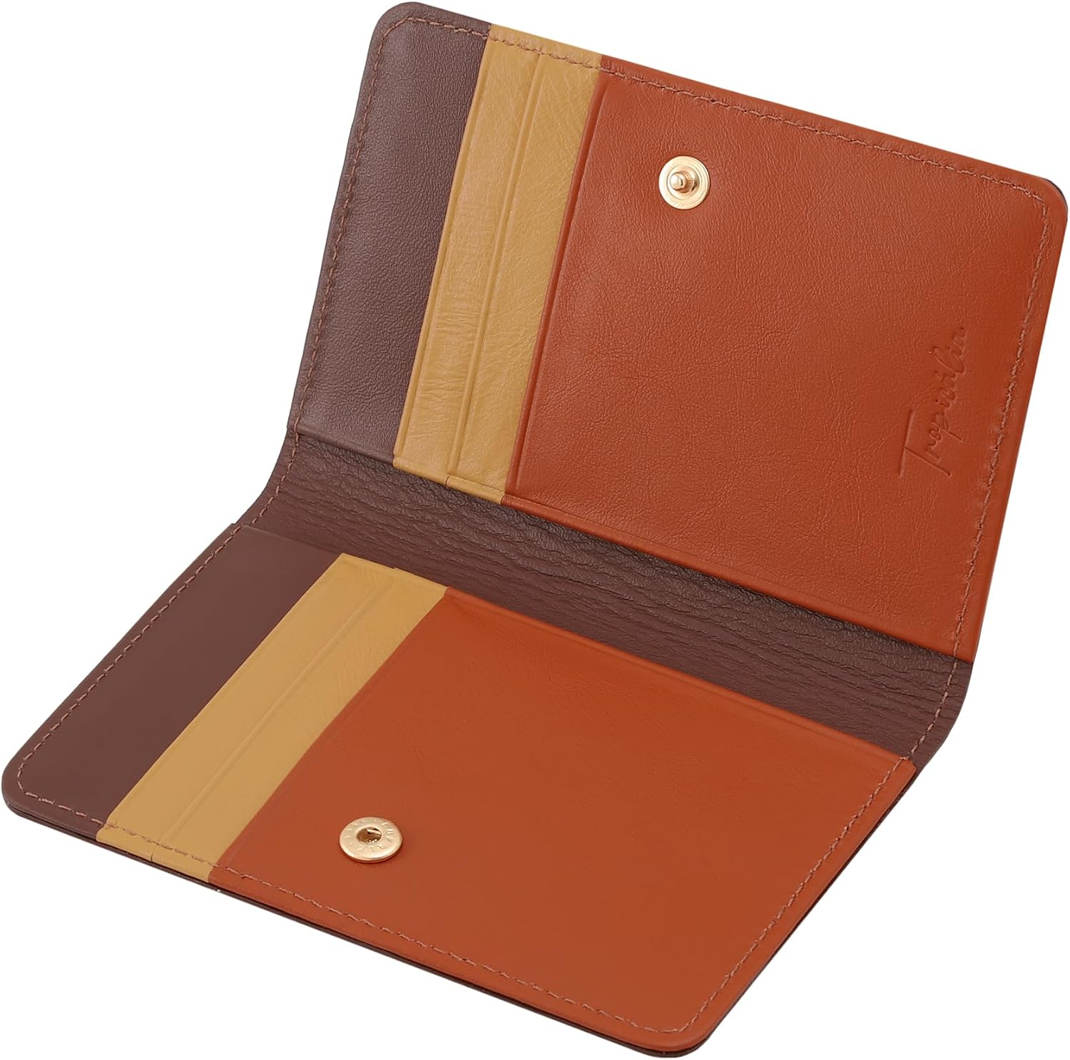 Mariart Carteira de Couro Bovino Legítimo Flora c/Proteção Antifurto RFID (Terracota Dourada)