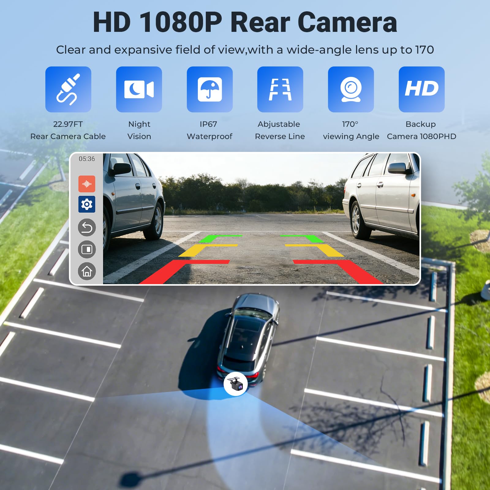 Wyświetlacz samochodowy 10,25" z funkcją CarPlay i Android Auto, zintegrowany Netflix i YouTube, kamera cofania HD, Dual Band WLAN, funkcja dzielonego ekranu, ekran In-Cell