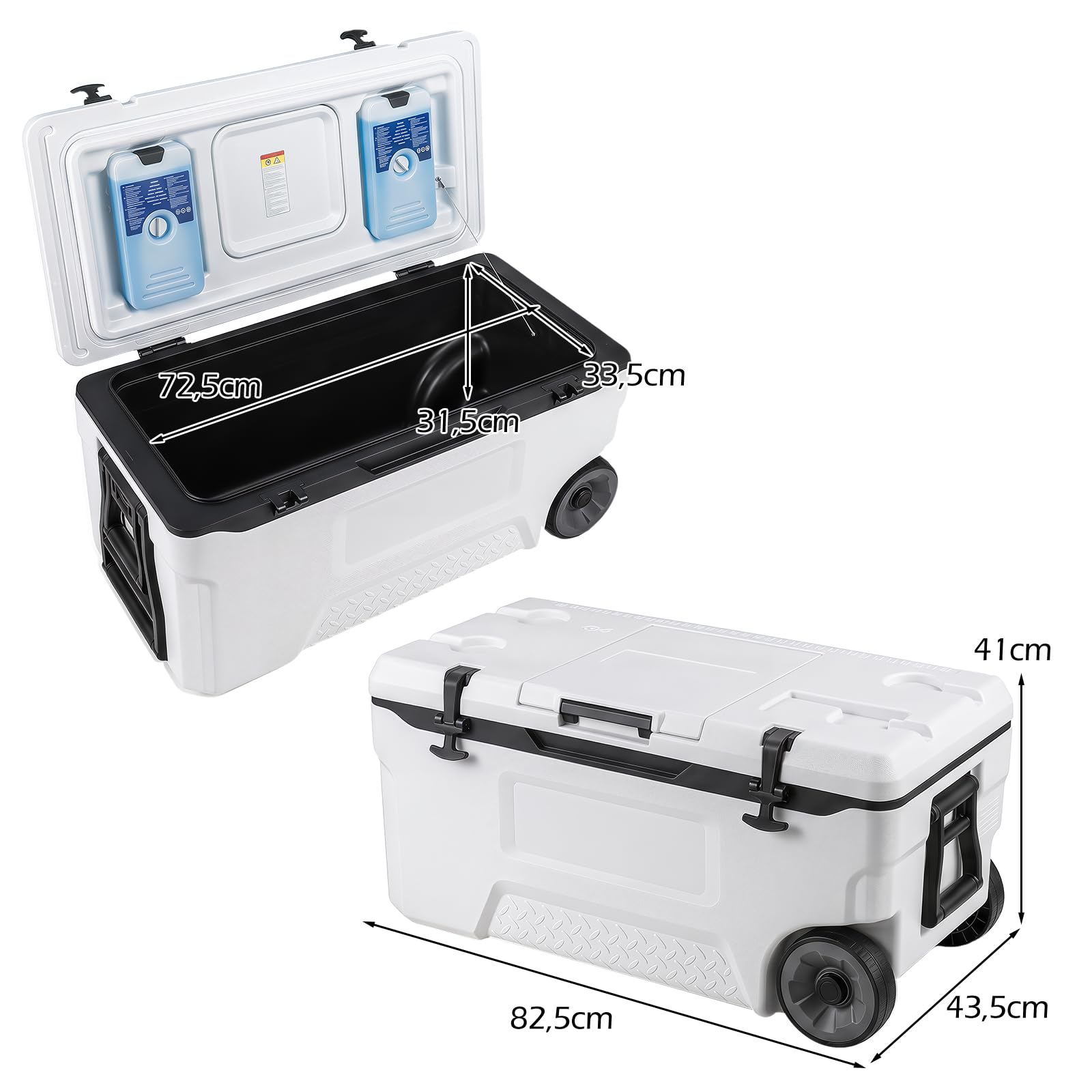 COSTWAY Frigorifero Portatile, Frigo da Campeggio con Ruote, Maniglie, Finestrino Ribaltabile, Portabicchieri, Apribottiglie e Sacchetti di Ghiaccio, per Campeggio, Pesca, Picnic e Festa