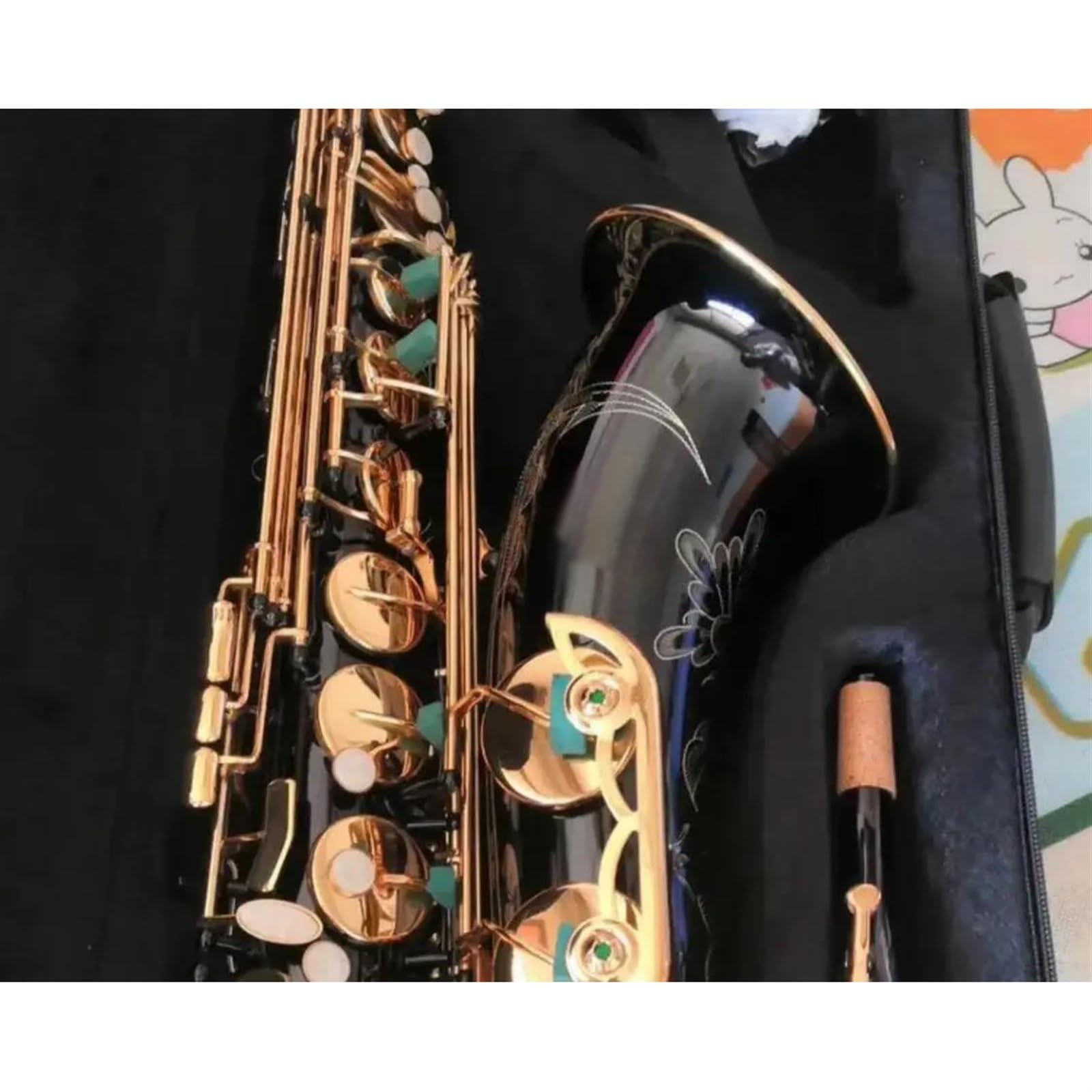 Saxofón Saxofón Profesional Alto/Tenor Drop E, Saxofón Bb Dorado Y Negro Con Banda, Boquilla, Caña (Color : Tenor)