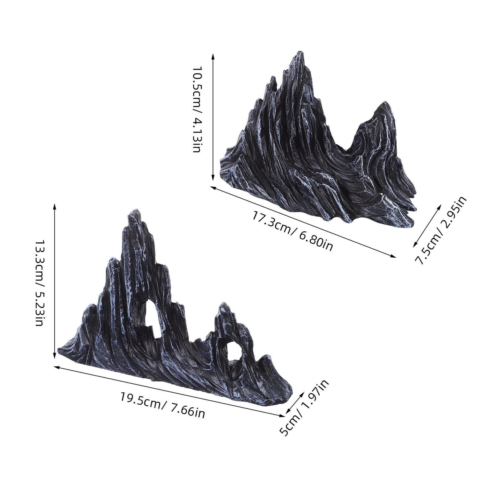PRETYZOOM 2 Piezas Adornos Paisajísticos para Peceras De Montaña Artificial De Resina Figura De Roca para Acuarios Decoración De Montaña para Peceras Escondite para Peces y Gambas De Decorac