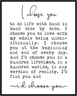 I Choose You Sign Wedding Gift Wall Art Print Valentine's Day Gift Engagement Decor Memorial Day Anniversary Gift for Her Couple Gift No Framed (11X14 INCH)