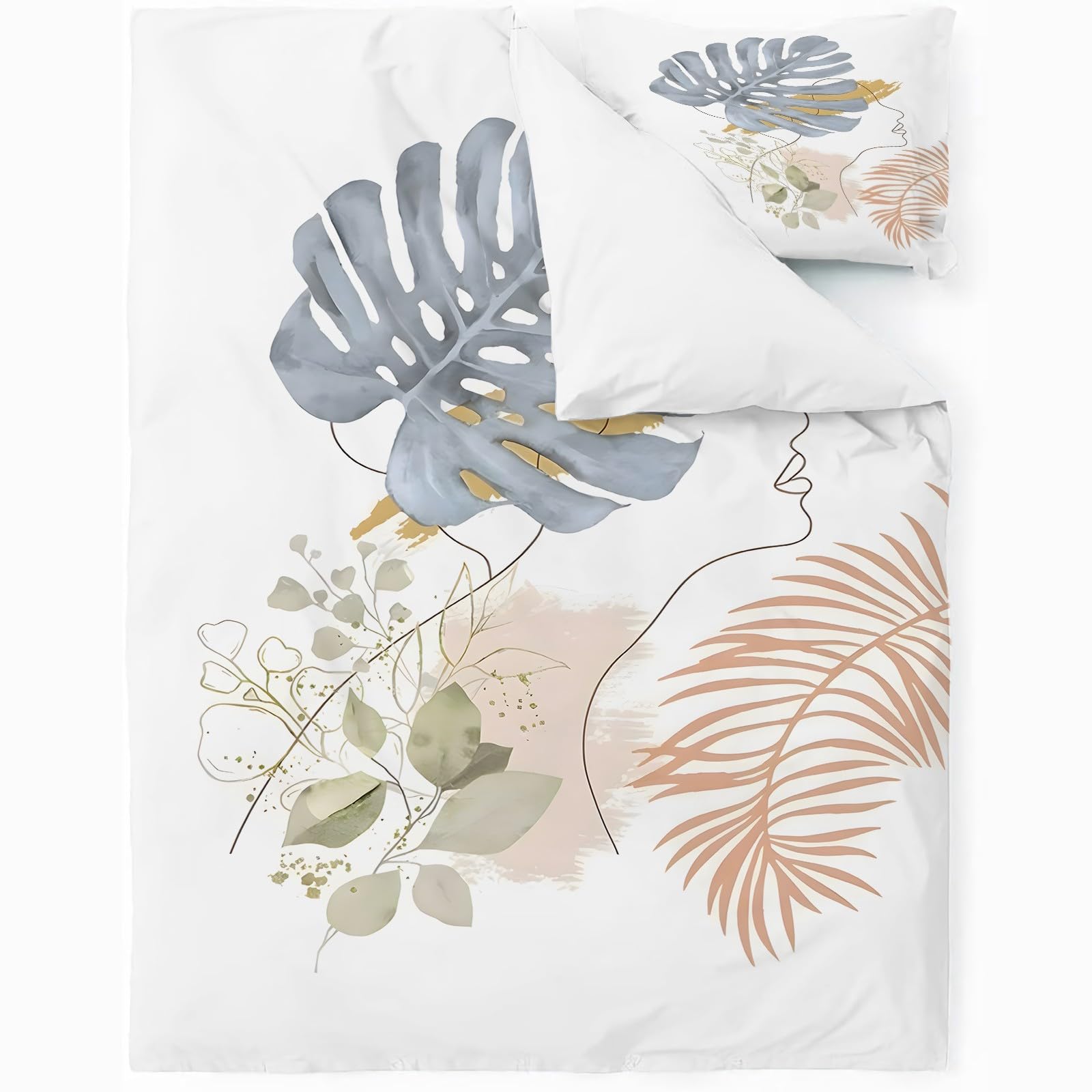 Housse de couette 200x200 cm avec 2 taies d'oreiller parure de lit imprimé exotique