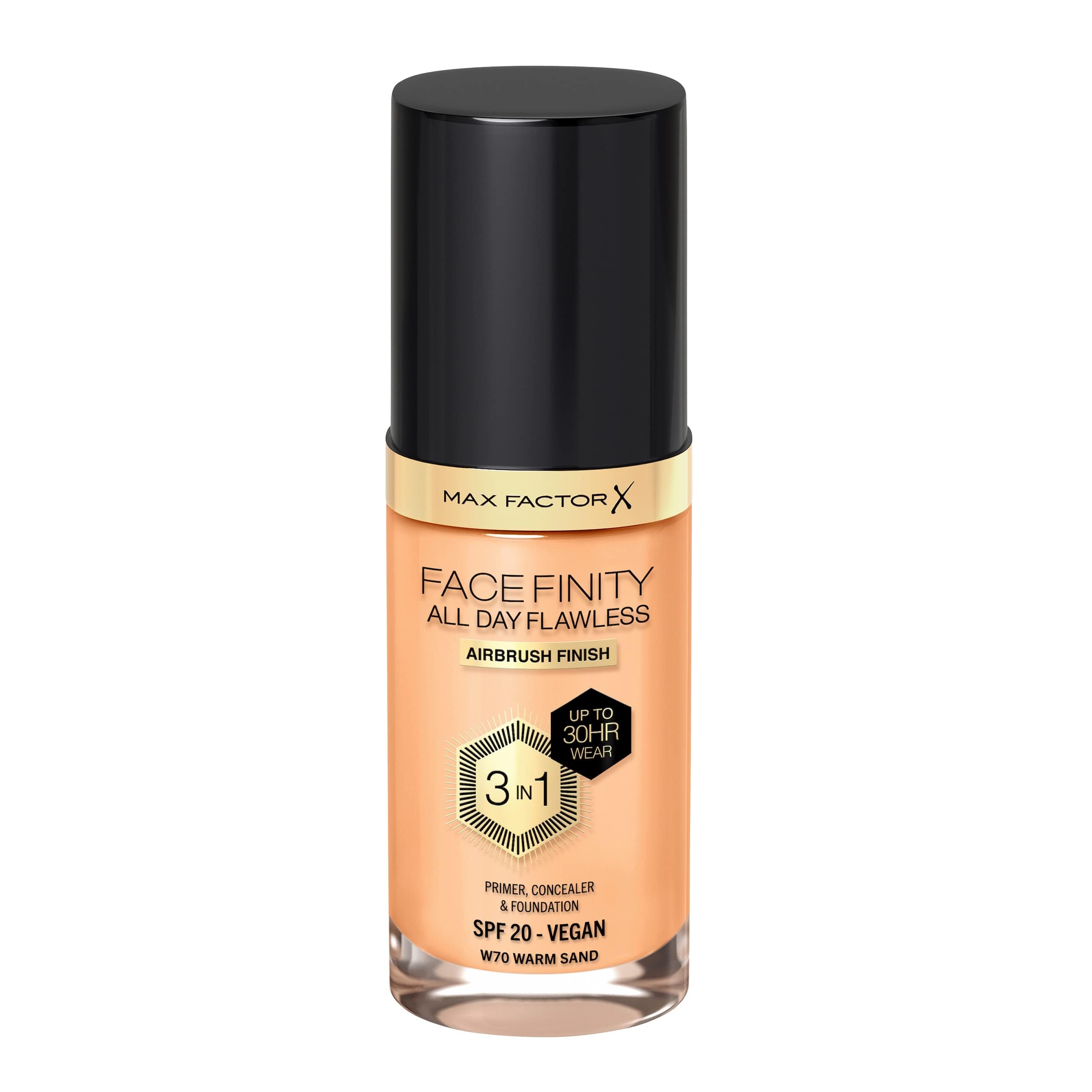 Max Factor Facefinity 3-in-1 All Day Flawless Liquid Foundation, SPF 20-70 Warm Sand, 30 ml
