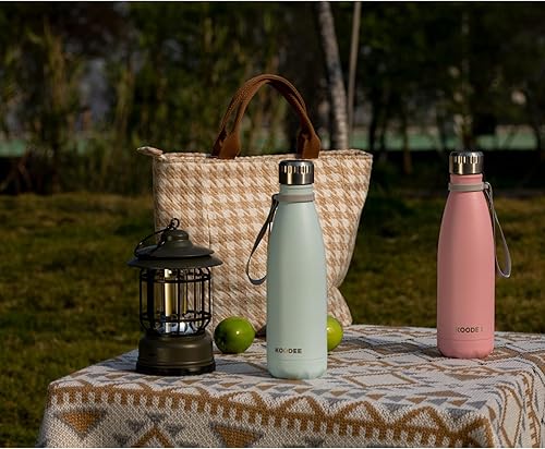 Miniatura 6 de koodee Botella de agua aislada al vacío de doble pared de acero inoxidable, 17 oz, prueba de fugas, con forma de botella de refresco (paquete de 2,