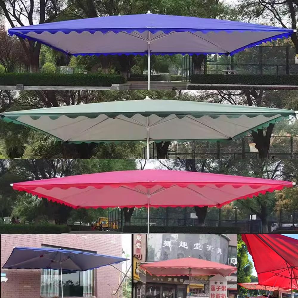 Telo di Ricambio per ombrellone Rettangolare 10x6,5 Piedi, 6 Stecche, Telo di Ricambio per ombrellone da Mercato, Protezione UV (Rosso, 250x200 cm/8'x6,5')