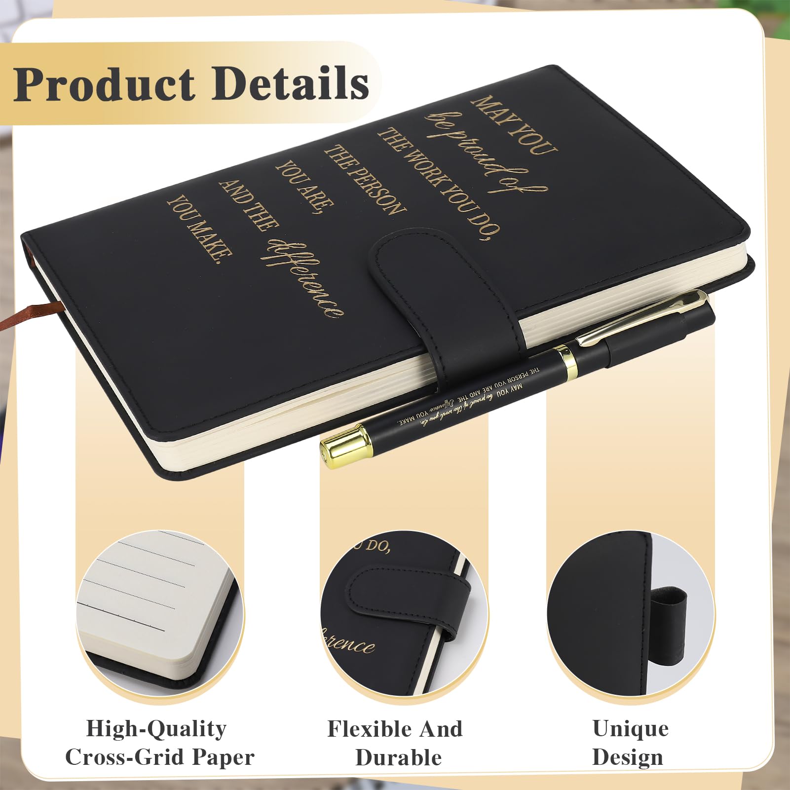 Thank You Gifts Employee Appreciation Gift Inspirational A5 Notebook Pen and Greeting Card Gift Set Friendship Leaving Gifts for Colleagues Women Men Coworker Nurse Teacher Employee (Black) - Image 2