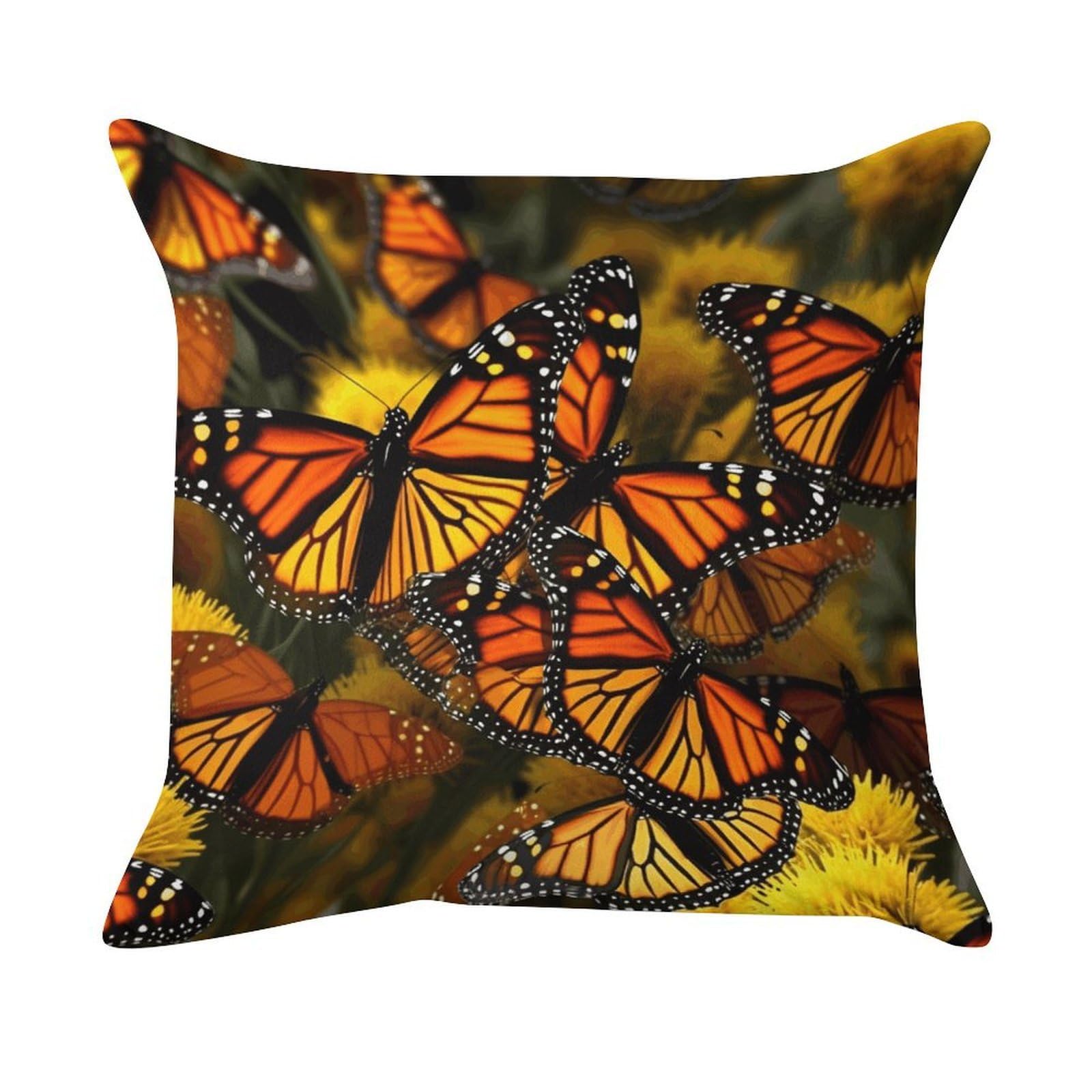 FekiLoot Throw Pillow Cover Monarch Butterflie Painting Art Decorative Square Pillow Cover Comfort Breathable Pillowcases Soft Velvet Square Modern Cushion Covers for Sofa Couch